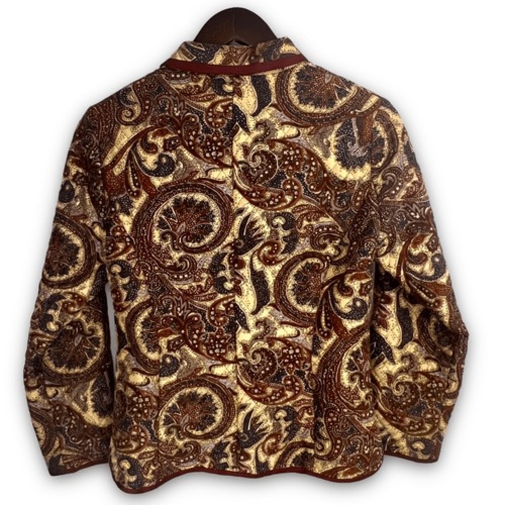 Silkland PP Petite Brown Quilted Lightweight 100% Silk Jacket Grandmacore Chic - Picture 2 of 11